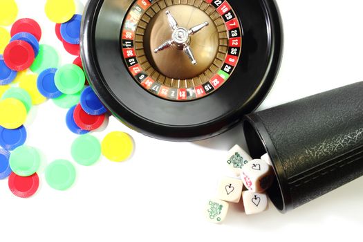 Casino roulette dices and chips