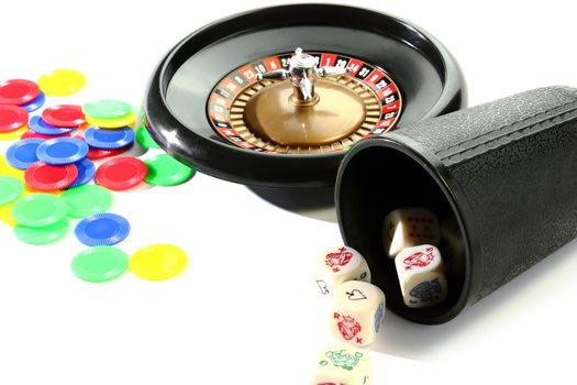 Casino roulette dices and chips
