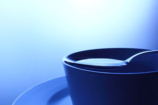 Bowl of crystalline water in blue dominance color