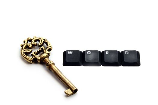 Golden Key plus keyboard buttons forming Keyword