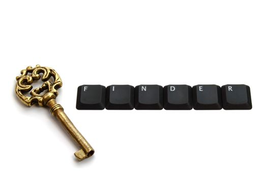 Golden key plus keyboard buttons forming Keyfinder