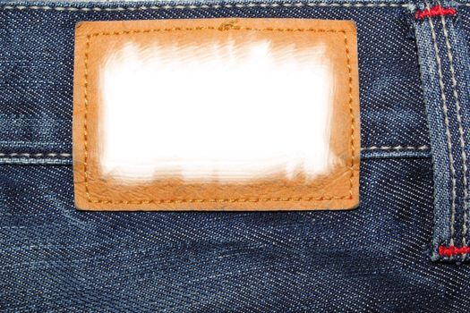 Blue jeans label with white field to be filled with text