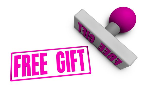 Free Gift Stamp or Chop on Paper Concept in 3d