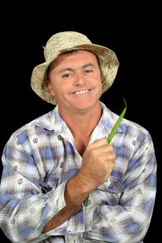 Happy farmer with a broad smile.