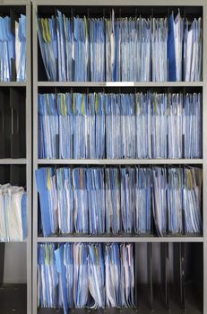 Shelf full of folders and files in an office