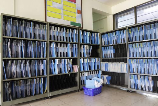 Shelf full of folders and files in an office