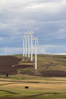 Wind Turbines Energy Farm in Windy Point Goldendale Washington Farmland