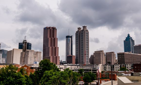 skyline of atlanta, georgia on cloudy day