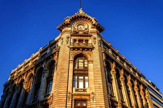 Facade of a historic building in the old part of Mexico City