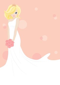 girl in a white dress isolated on pink background