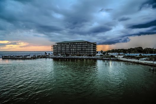 stormy thunder and lightning clouds over destin florida