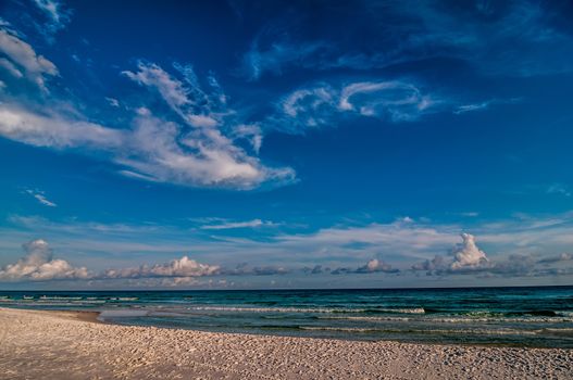 sand, sky and water beach scene in florida