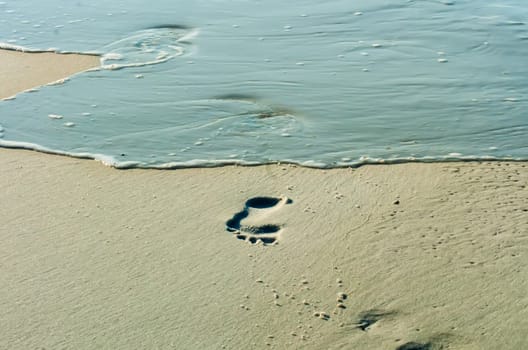 footprint on the beach in florida