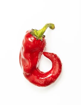 Red colorful fresh chili pepper isolated on white