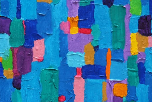 "Blue Land 2013" Texture, background and Colorful Image of an original Abstract Painting on Canvas 