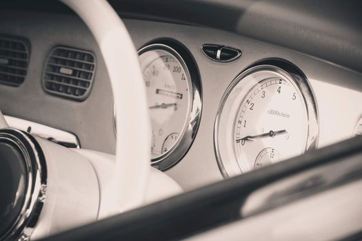 Interior of car in retro style