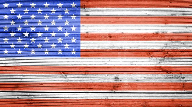 Natural wood planks texture background with the colors of the flag of United States