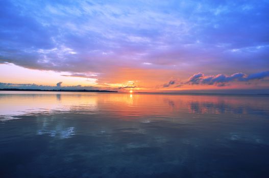 Sunset over swedish lake
