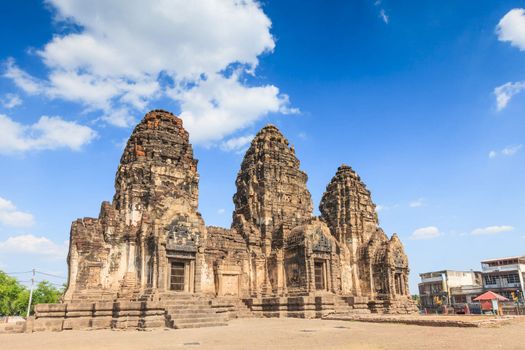 Buddhist temple,Phra Prang Sam Yod Pagoda In Lopburi of Thailand