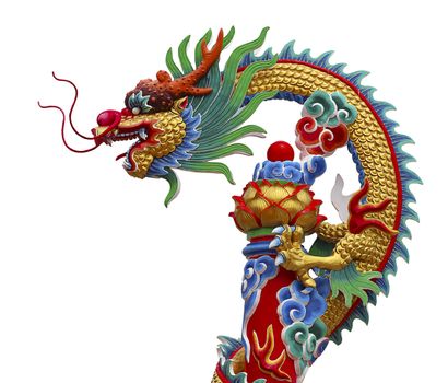 Colorful of chinese dragon statue