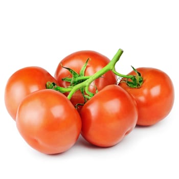 A Cluster Of Red Ripe Tomatoes Over The White