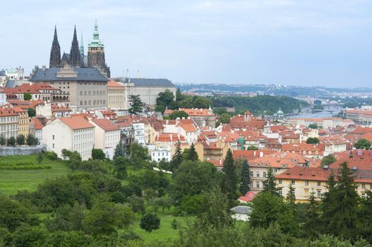 Historical center of Prague with St. Vitus Cathedral, Czech Republic
