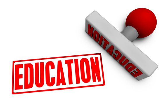 Education Stamp or Chop on Paper Concept in 3d