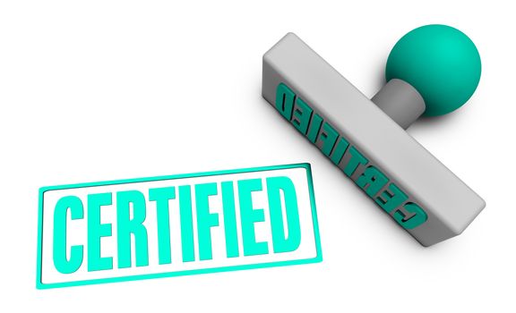 Certified Stamp or Chop on Paper Concept in 3d