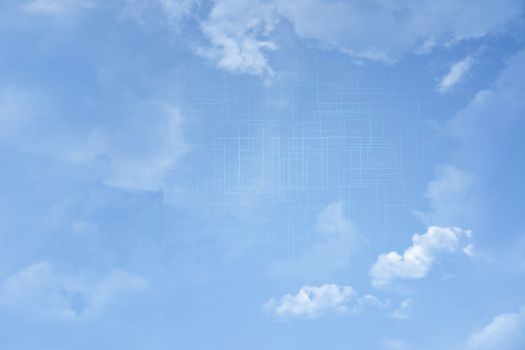 Cloud technology background with copyspace on sky.