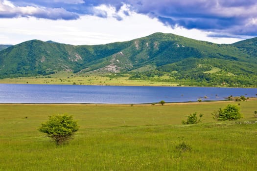 Lika region mountain and lake landscape, Croatia