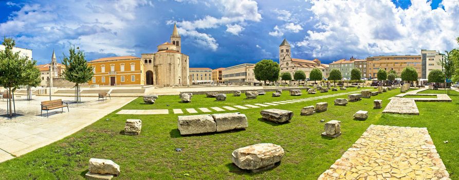 Zadar green square panoramic view, Dalmatia, Croatia