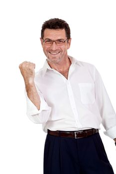 adult businessman happy successful isolated on white background