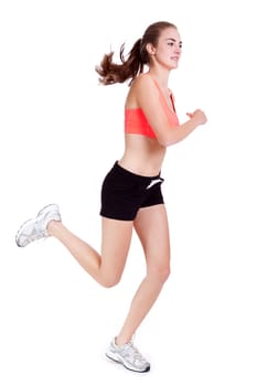 young attractive woman jogging jogger runner sport isolated on white