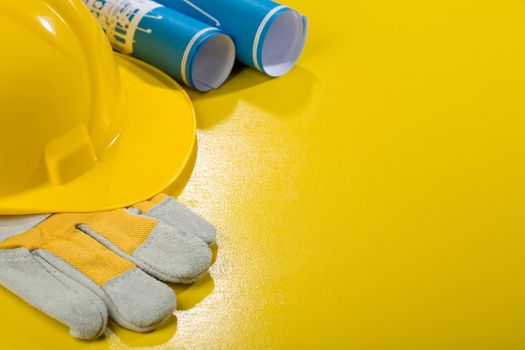 copyspace image of working tools on yellow table