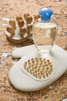 massager bottle and bast