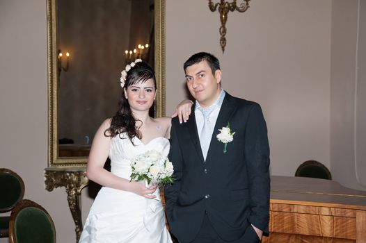 Happy bride and groom in wedding day