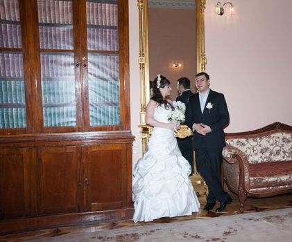 Happy bride and groom in wedding day