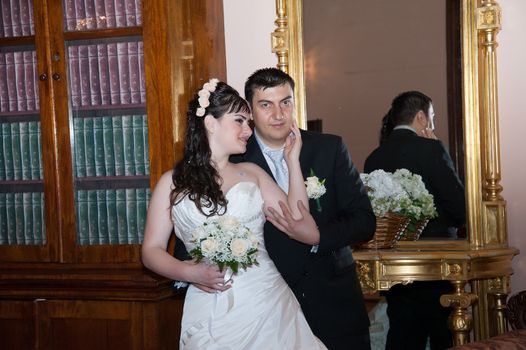 Happy bride and groom in wedding day