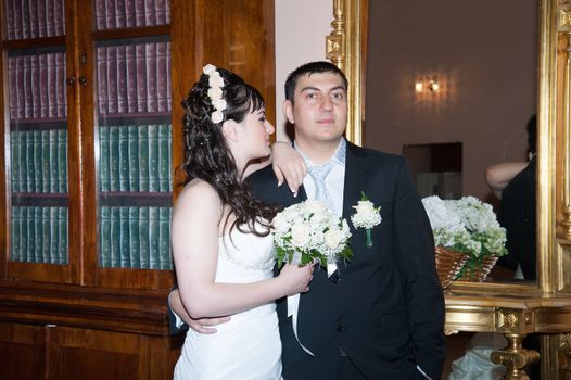 Happy bride and groom in wedding day