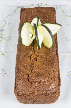 Vegetarian cake made of zucchini, ginger and lemon peel