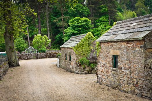 Stone huts in a rural village in England