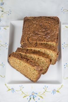 Vegetarian cake made of zucchini, ginger and lemon peel