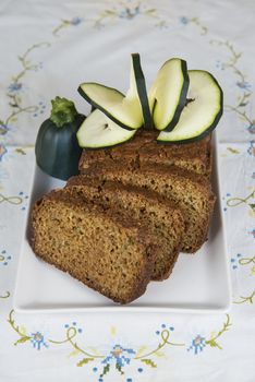 Vegetarian cake made of zucchini, ginger and lemon peel