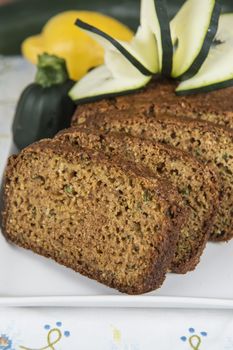 Vegetarian cake made of zucchini, ginger and lemon peel