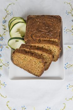 Vegetarian cake made of zucchini, ginger and lemon peel