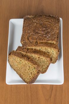 Vegetarian cake made of zucchini, ginger and lemon peel