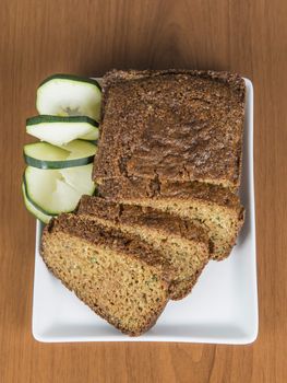 Vegetarian cake made of zucchini, ginger and lemon peel