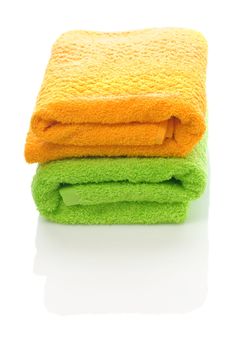 orange and green towels