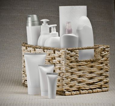 toilet articles with basket