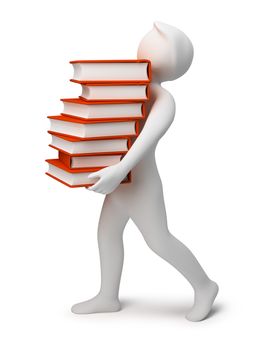 3d the person bearing books. 3d image. Isolated background.